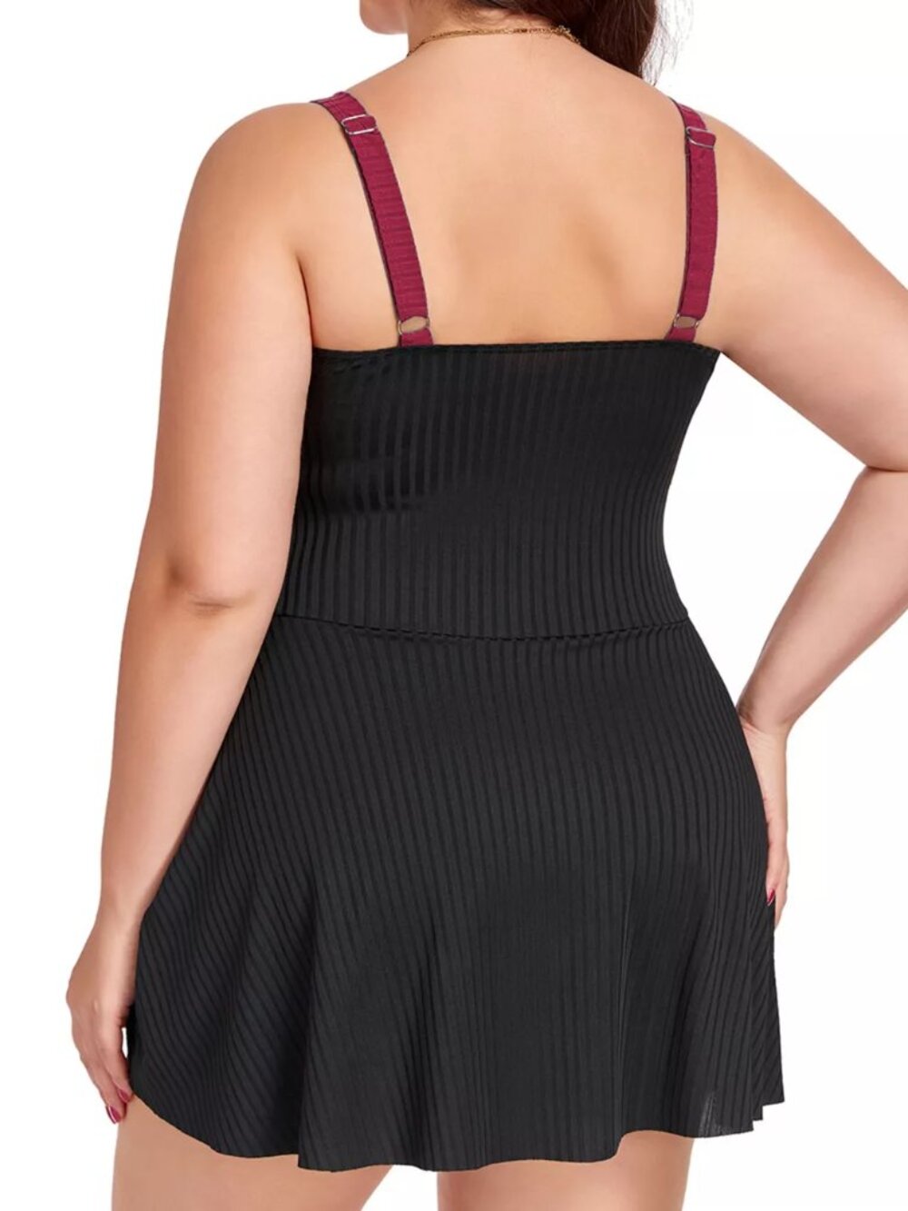 Plus Size Ruched One-Piece Swim Dress - Picture 3 of 16